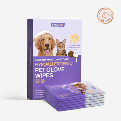 HICC Pet® Hypoallergenic Pet Glove Wipes For Cats, 6 Pcs