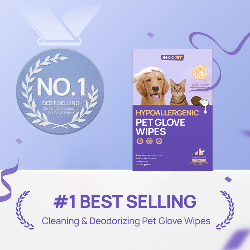 HICC Pet® Hypoallergenic Pet Glove Wipes For Dogs, 6 Pcs