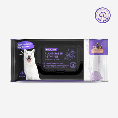 HICC Pet® Plant-Based Pet Wipes For Dogs, Damask Rose Scent, 100 Pcs