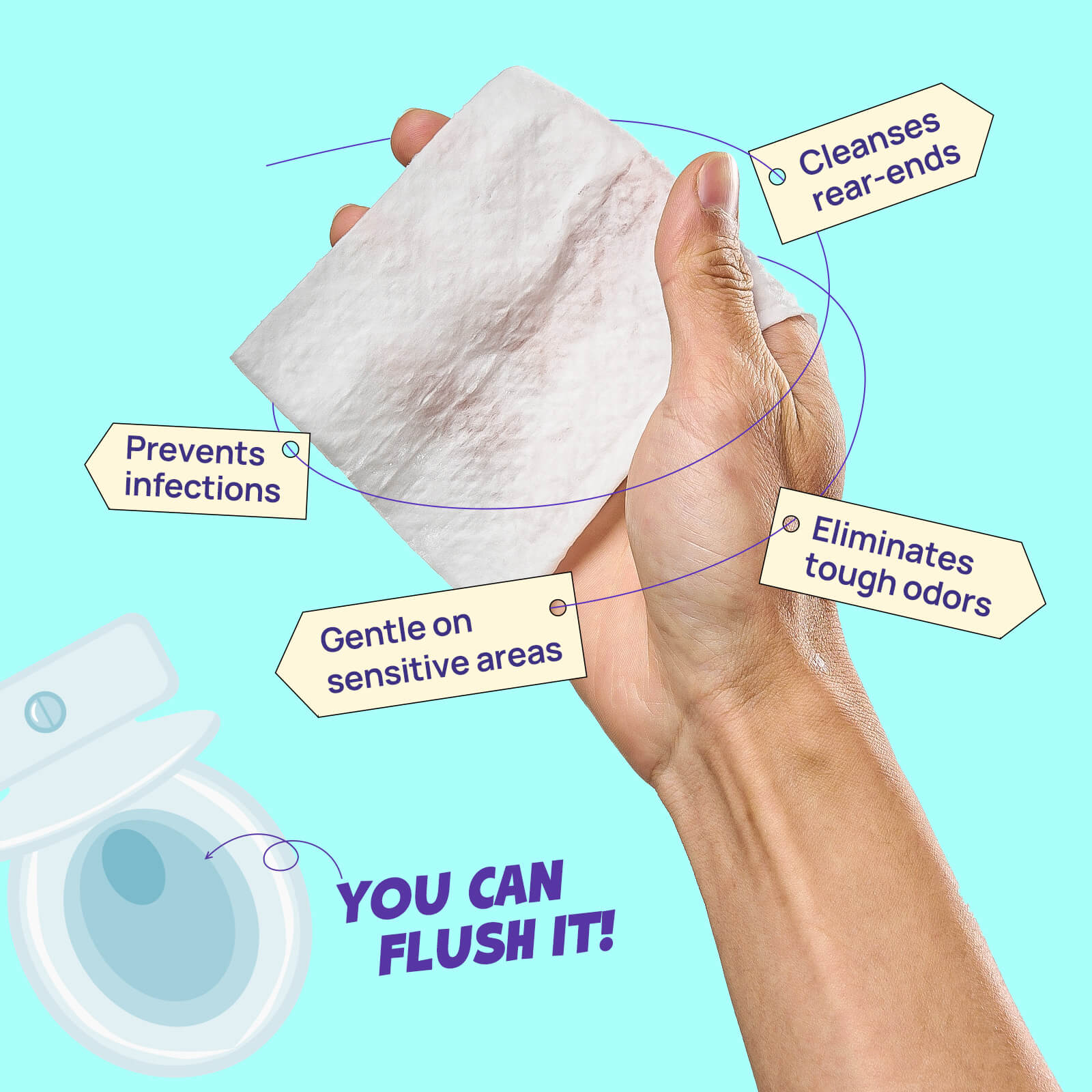 HICC Pet® Flushable Pet Anal Gland Wipes For Dogs, 100 Pcs