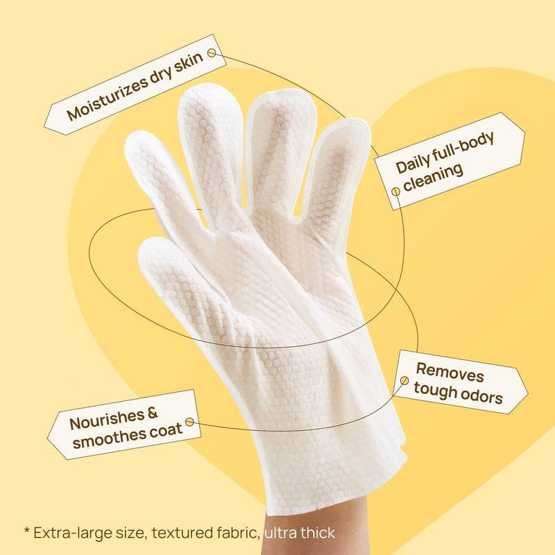 HICC Pet® Deodorizing Pet Glove Wipes For Cats,  20 Pcs