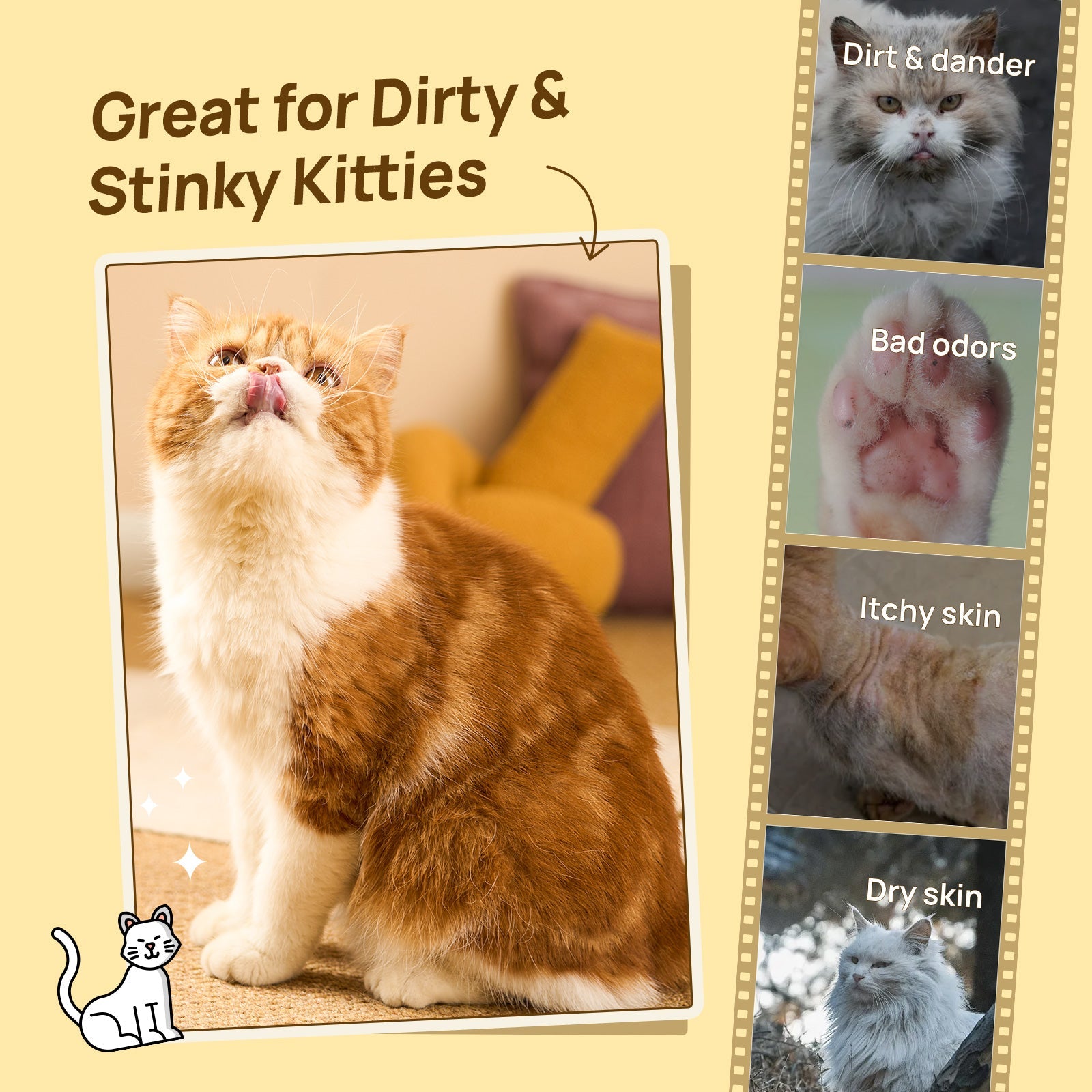 HICC Pet® Deodorizing Pet Glove Wipes For Cats,  20 Pcs