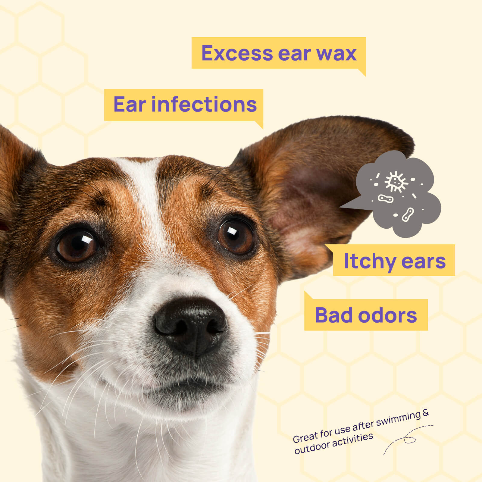 HICC Pet® Pet Ear Relief Finger Wipes For Dogs, 50 Pcs