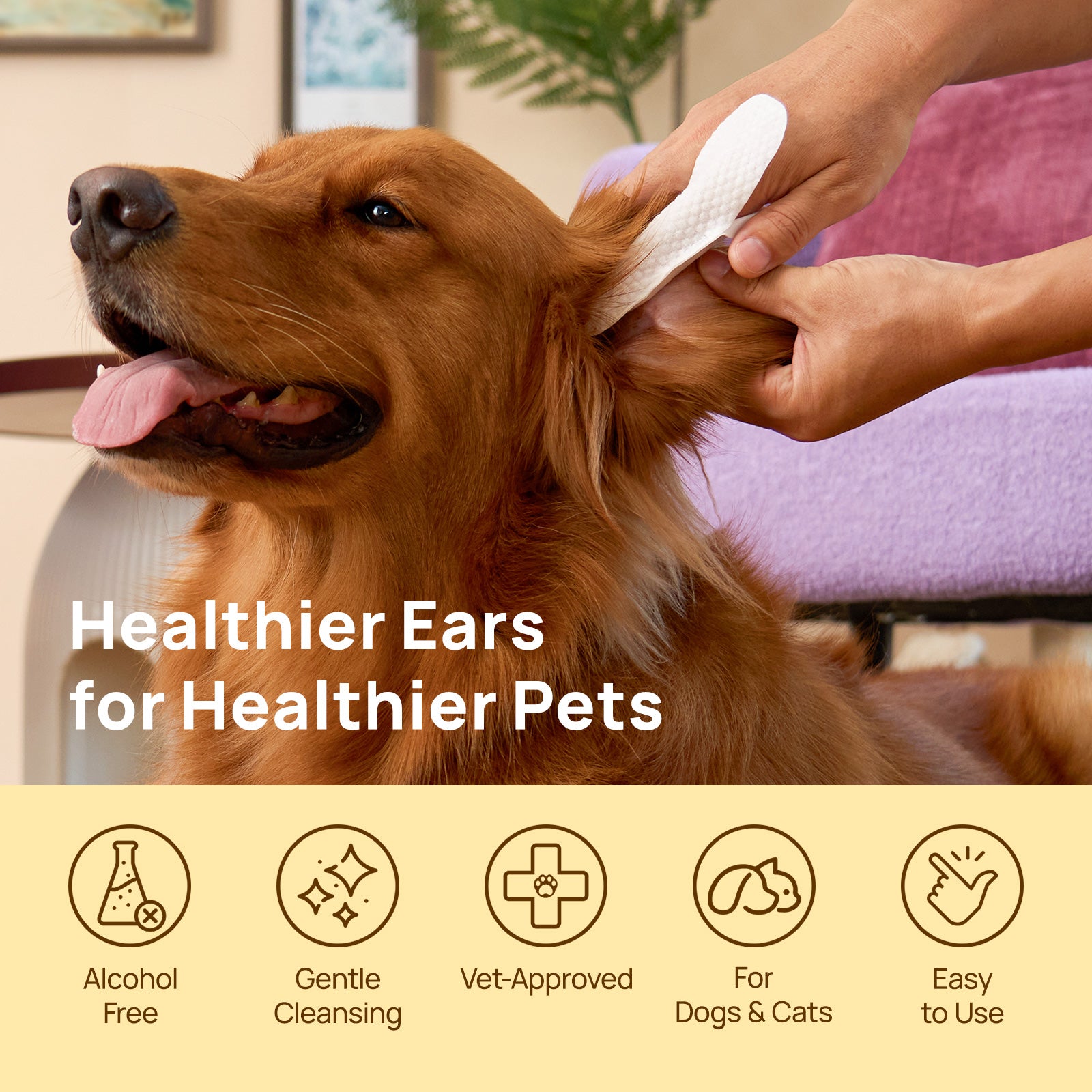 HICC Pet® Pet Ear Relief Finger Wipes For Dogs, 50 Pcs