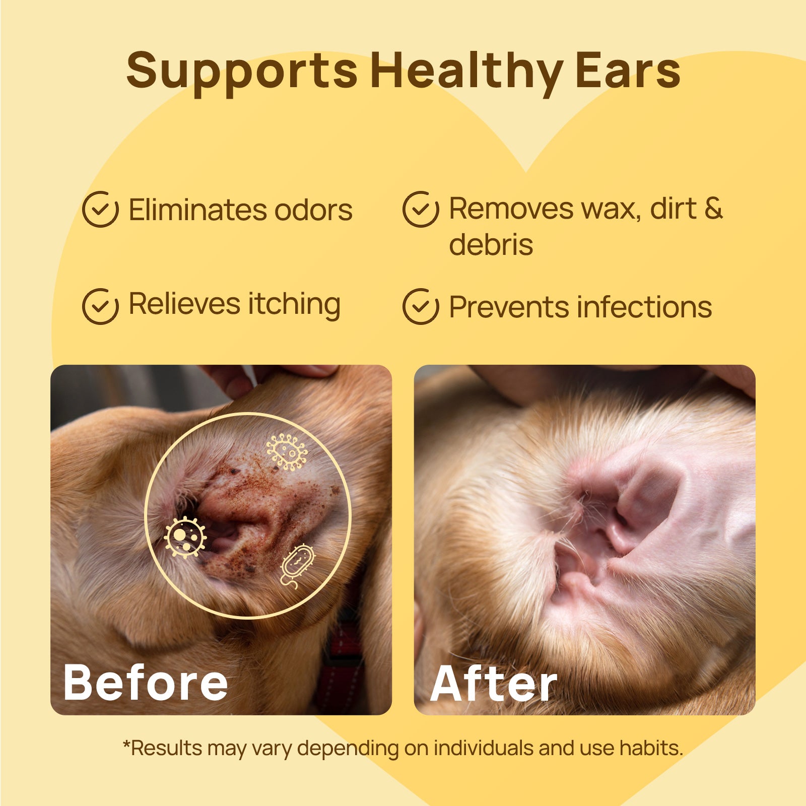 HICC Pet® Pet Ear Relief Finger Wipes For Dogs, 50 Pcs