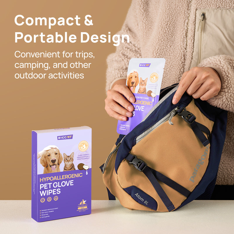 HICC Pet® Hypoallergenic Pet Glove Wipes For Cats, 6 Pcs