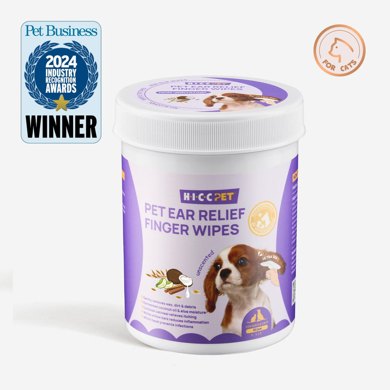 HICC Pet® Pet Ear Relief Finger Wipes For Cats, 50 Pcs